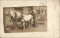 Two Horses Pulling Delivery Wagon Two Horses Pulling Delivery Wagon