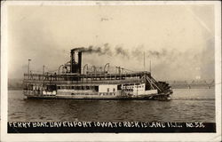 Ferry Boat - Davenport, Iowa, to Rock Island, Illinois Postcard