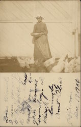 Aunt Alice with Her Chickens Postcard
