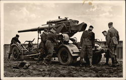 Nazi Soldiers Shooting Anti-Aircraft or Anti-Tank Gun Postcard