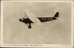 K.L.M. Verkeersvliegtuig "Adelaar" Postcard