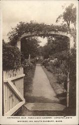 Entrance, Old-Fashioned Garden - Longfellow's Wayside Inn Sudbury, MA Postcard Postcard