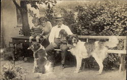 St. Bernards with Family Postcard