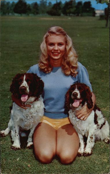 Two Spaniels with a Girl Dogs