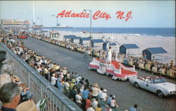 Boardwalk View During Pageant Parade Atlantic City, NJ Postcard Postcard