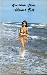 Greetings - Girl in Bikini Atlantic City, NJ Postcard Postcard