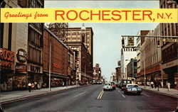Main Street Downtown Rochester, NY Postcard Postcard