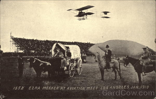 Ezra Meeker at Aviation Meet Jan. 1910 Los Angeles California