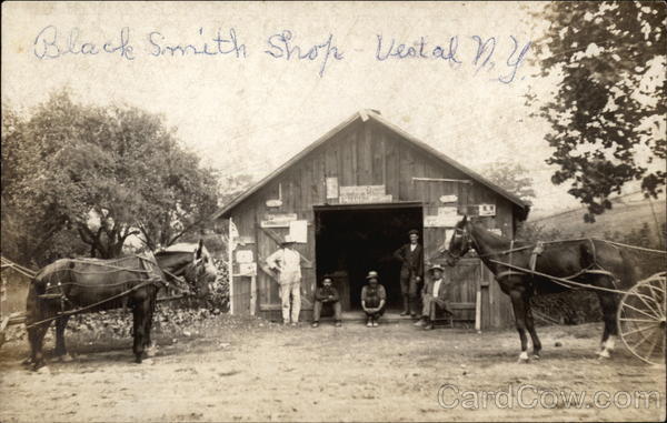 Blacksmith Shop With Men and Horses Vestal New York