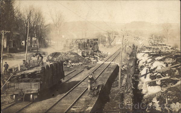 Fire by Railroad Tracks Chenango Forks New York
