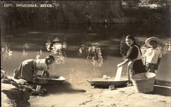 Women Washing Clothes in River Postcard