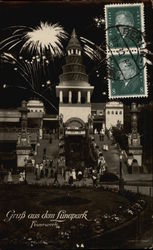 Fireworks at Luna Park Berlin, Germany Postcard Postcard