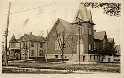 Methodist Church and Parsonage Lestershire, NY Postcard Postcard