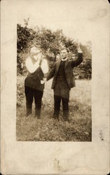 Man and Clergy in Field Bible School Park Postcard