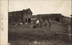 Men Building on Farm Postcard