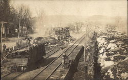 Fire by Railroad Tracks Postcard