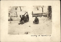 Sledging in Snow Postcard