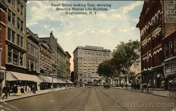 Court Street Looking East showing Security Mutual Life Building Binghamton New York