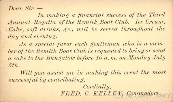 Third Annual Regatta of the Remlik Boat Club Binghamton New York