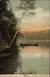 Canoe on the Lake Oquaga Lake, NY Postcard Postcard