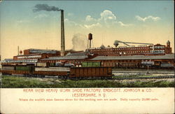Rear view heavy work shoe factory Lestershire, NY Postcard 