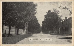 Looking Up Tree-lined Street Kirkwood, NY Postcard Postcard