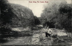 Scene along The Country Road Killawog, NY Postcard Postcard