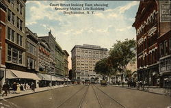 Court Street Looking East showing Security Mutual Life Building Postcard