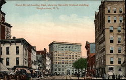 Court Street, Looking East, Showing Security Mutual Building Postcard