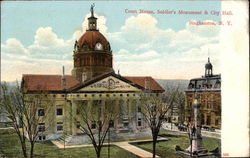 Court House, Soldier's Monument & City Hall Binghamton, NY Postcard Postcard
