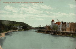 Looking N. from Court St. Bridge Postcard