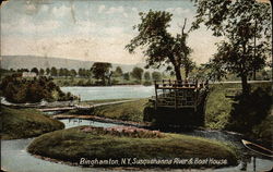 Susquehanna River & Boat House Postcard