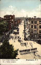 Court Street Looking West, On a Festive Occasion Postcard