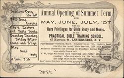 Practical Bible Training School - Opening of Summer Term Lestershire, NY Postcard Postcard