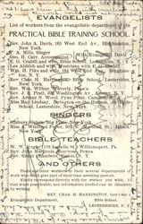 Practical Bible Traing School - Evangelists Lestershire, NY Postcard Postcard