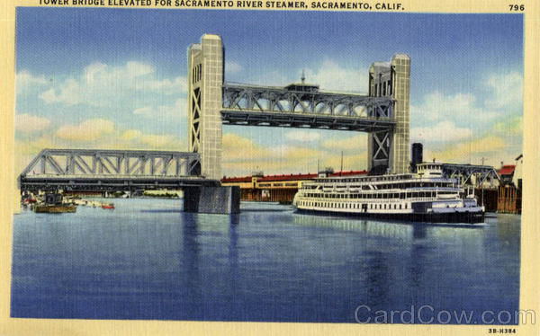 Tower Bridge Elevated for Sacramento River Steamer California