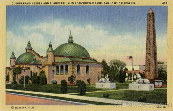 Cleopatra's Needle and Planetarium in Rosicrucian Park San Jose California