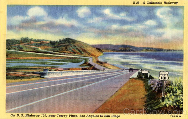 A California Highway, On U.S. Highway 101, Near Torrey Pines, Los Angeles to San Diego Scenic