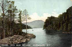 Channel Into Blue MT. Lake Postcard