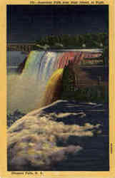 American Falls at Night, Goat Island Postcard