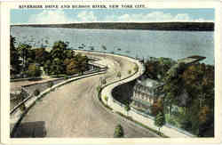 Riverside Drive and Hudson River Postcard
