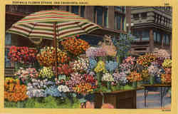 Sidewalk Flower Stands Postcard