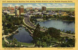 General Douglas MacArthur Park Showing Wilshire Boulevard and the Westlake Shopping District Postcard
