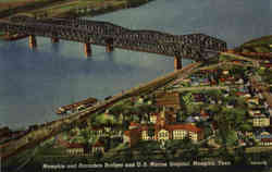 Memphis and Harrahan Bridges and U.S. Marine Hospital Postcard