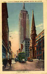 Fifth Avenue and Empire State Building Postcard