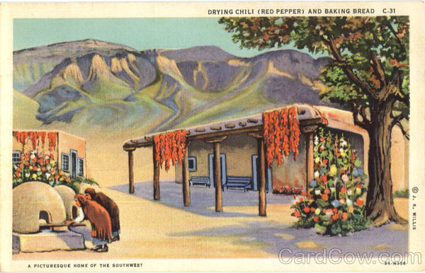 Drying Chili And Baking Bread Native Americana