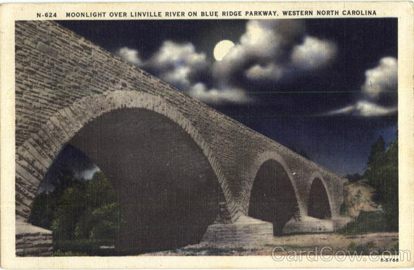 Moonlight Over Linville River On Blue Ridge Parkway Scenic North Carolina