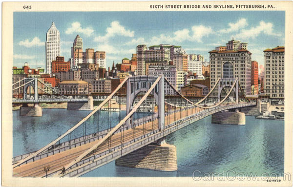 Sixth Street Bridge And Skyline Pittsburgh Pennsylvania