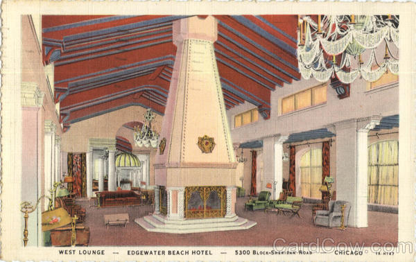 West Lounge Edgewater Beach Hotel, 5300 Block Sheridan Road Chicago Illinois