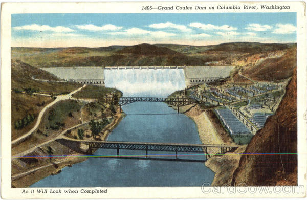 Grand Coulee Dam On Columbia River Washington